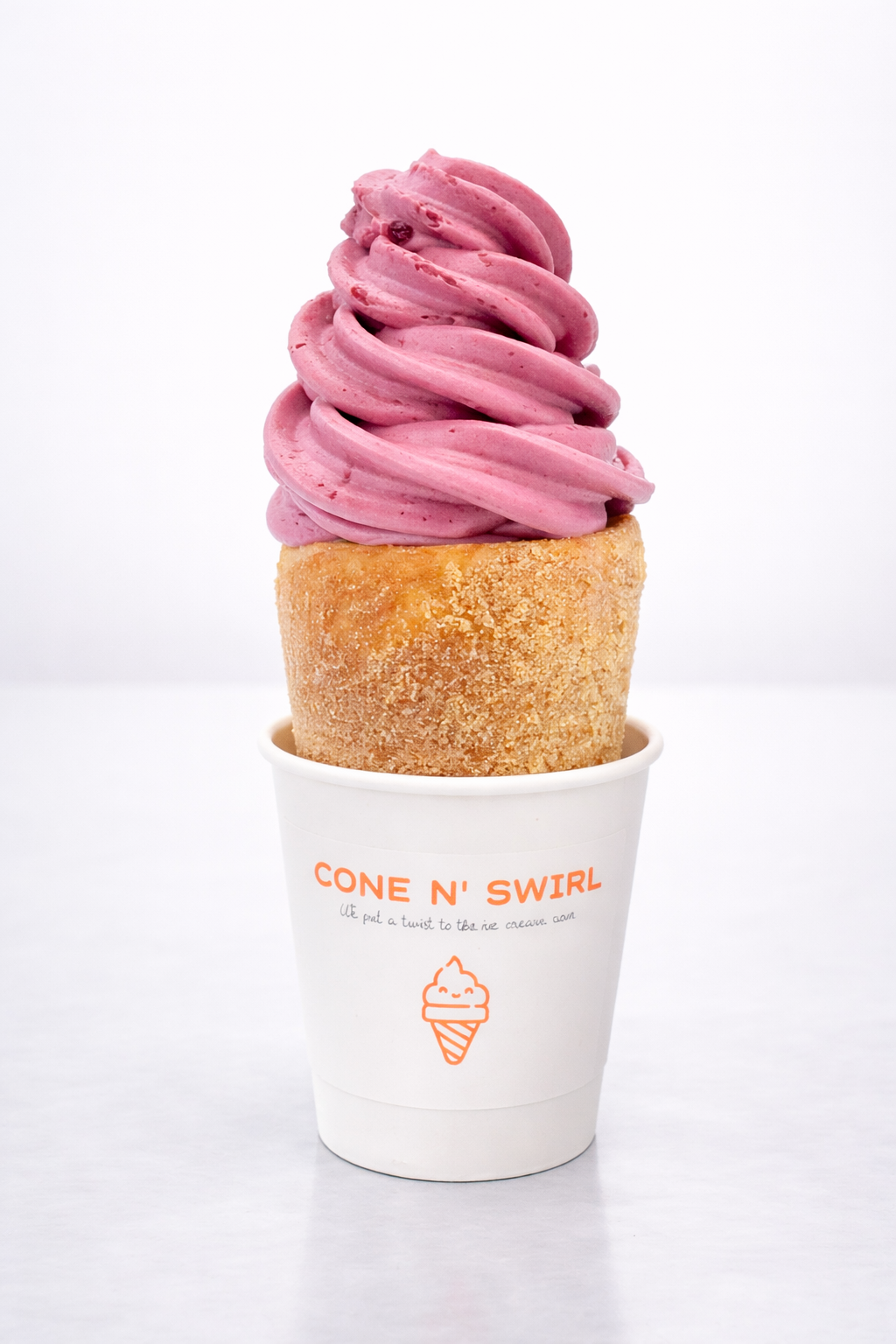 Pink topped soft serve cone